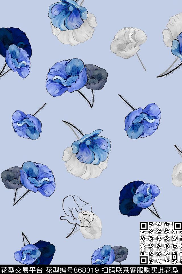 花朵花瓣花卉数码印花华亿平台下载（图片编号: 868319） - 瓦栏（Walan）