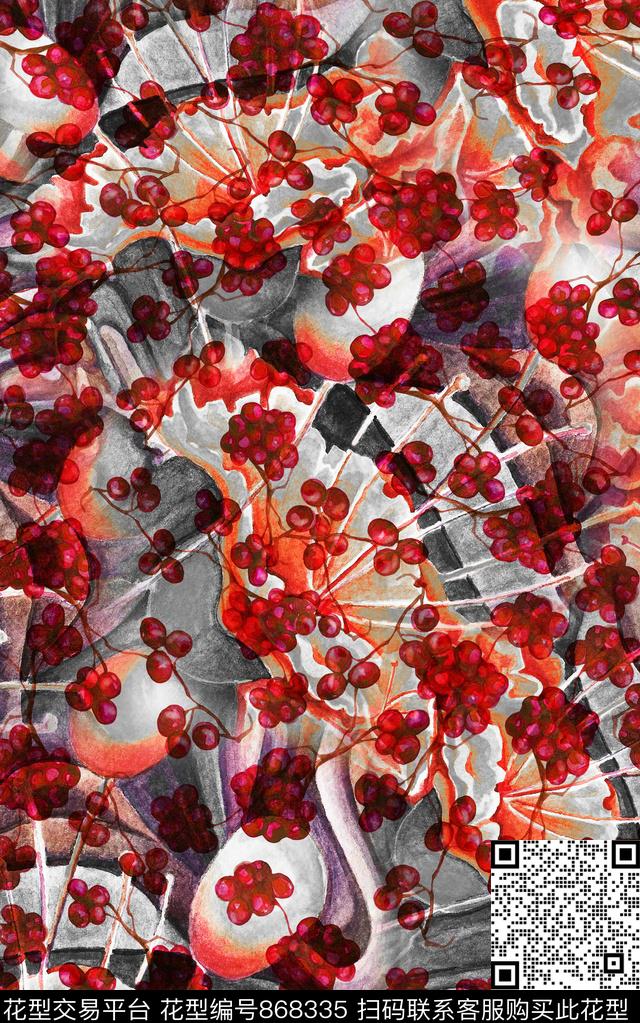 中国风斑驳民族风数码印花华亿平台下载（图片编号: 868335） - 瓦栏（Walan）