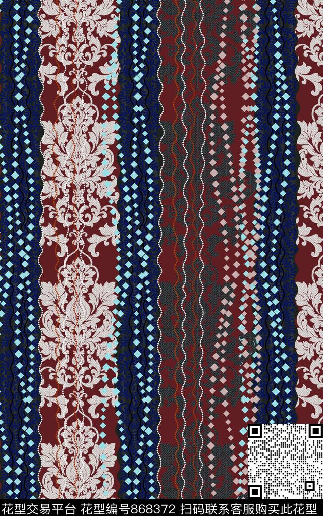 中国风民族风波西米亚数码印花华亿平台下载（图片编号: 868372） - 瓦栏（Walan）