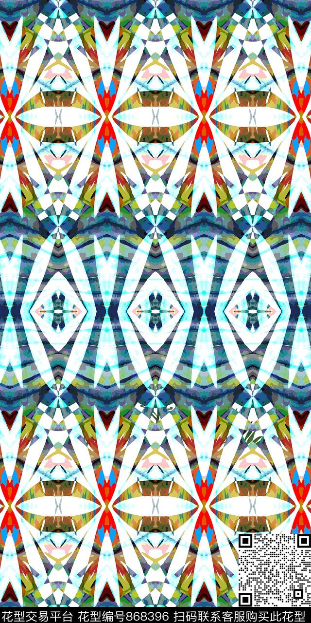 水墨几何抽象数码印花华亿平台下载（图片编号: 868396） - 瓦栏（Walan）