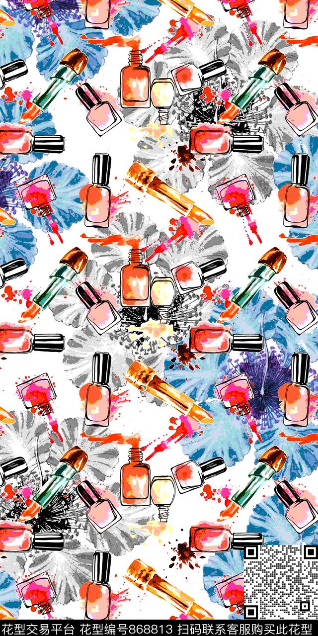 花朵花卉水墨数码印花华亿平台下载（图片编号: 868813） - 瓦栏（Walan）