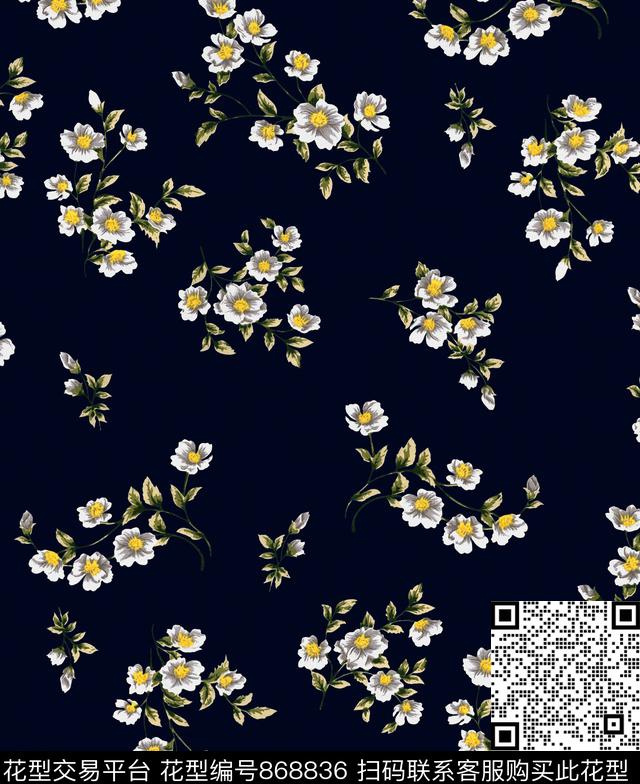 花卉小翠花手绘花卉数码印花华亿平台下载（图片编号: 868836） - 瓦栏（Walan）