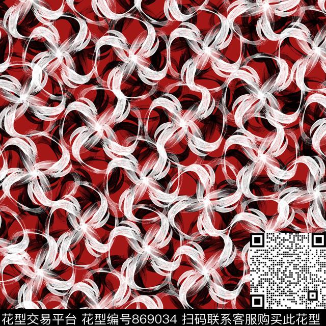 抽象图案线条时尚写意数码印花华亿平台下载（图片编号: 869034） - 瓦栏（Walan）