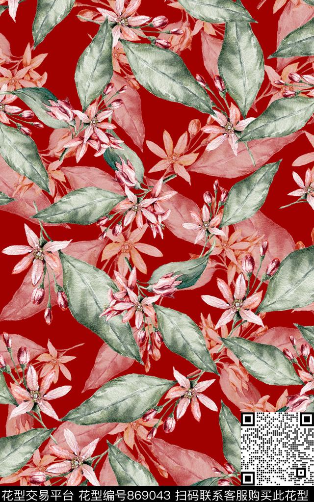 花卉大花小碎花数码印花华亿平台下载（图片编号: 869043） - 瓦栏（Walan）