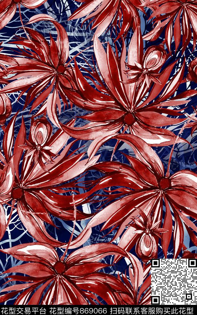 色块水彩几何数码印花华亿平台下载（图片编号: 869066） - 瓦栏（Walan）