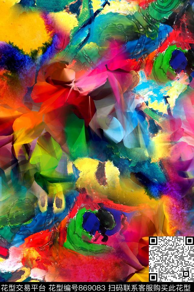 抽象几何拼接数码印花华亿平台下载（图片编号: 869083） - 瓦栏（Walan）