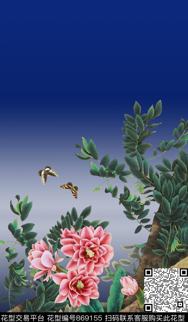乱花大花中国风数码印花华亿平台下载（图片编号: 869155） - 瓦栏（Walan）
