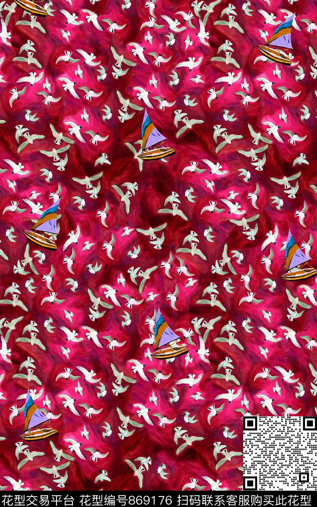 鸟女装船数码印花华亿平台下载（图片编号: 869176） - 瓦栏（Walan）