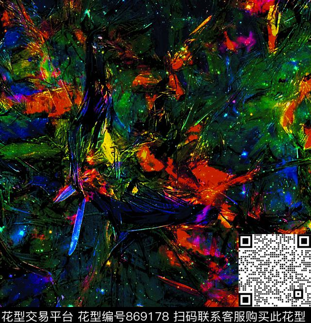 大花创意风花卉数码印花华亿平台下载（图片编号: 869178） - 瓦栏（Walan）