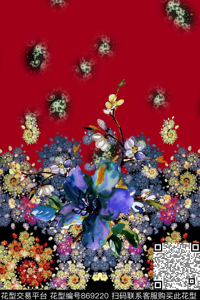 女装花鸟植物花卉数码印花华亿平台下载（图片编号: 869220） - 瓦栏（Walan）
