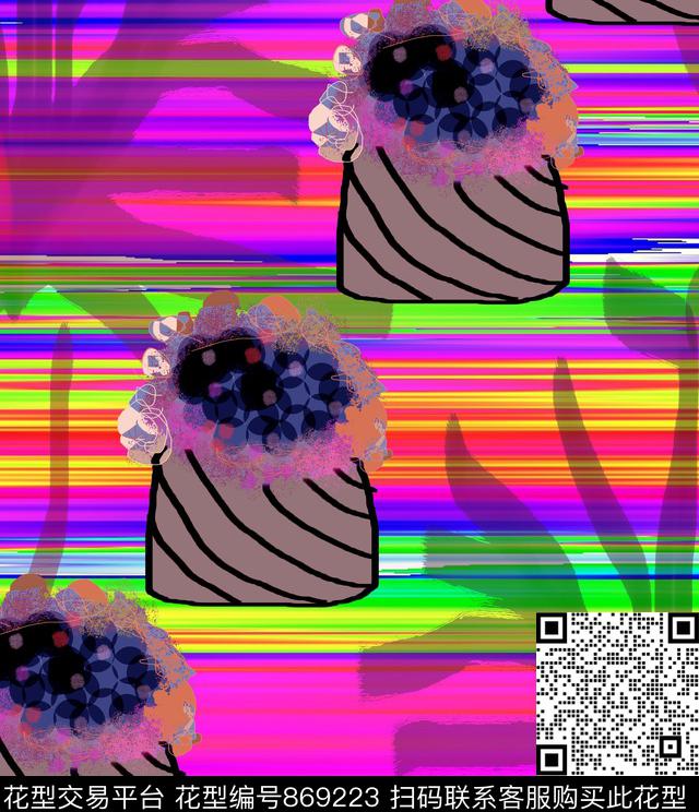 抽像花卉色彩数码印花华亿平台下载（图片编号: 869223） - 瓦栏（Walan）