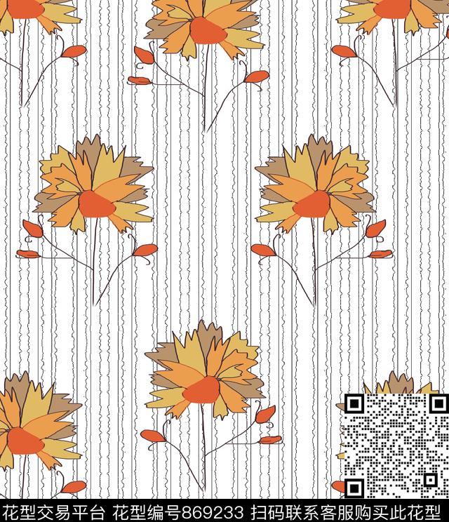 花卉抽像色彩数码印花华亿平台下载（图片编号: 869233） - 瓦栏（Walan）