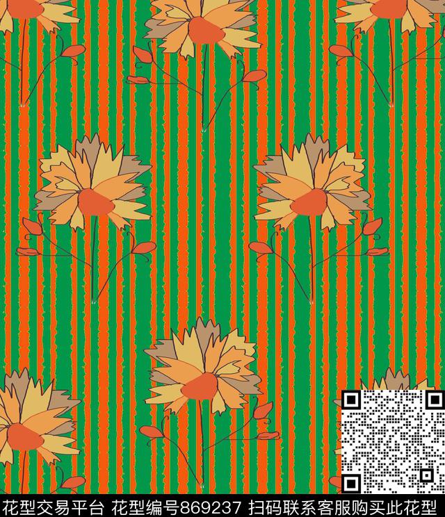 花卉抽像色彩数码印花华亿平台下载（图片编号: 869237） - 瓦栏（Walan）