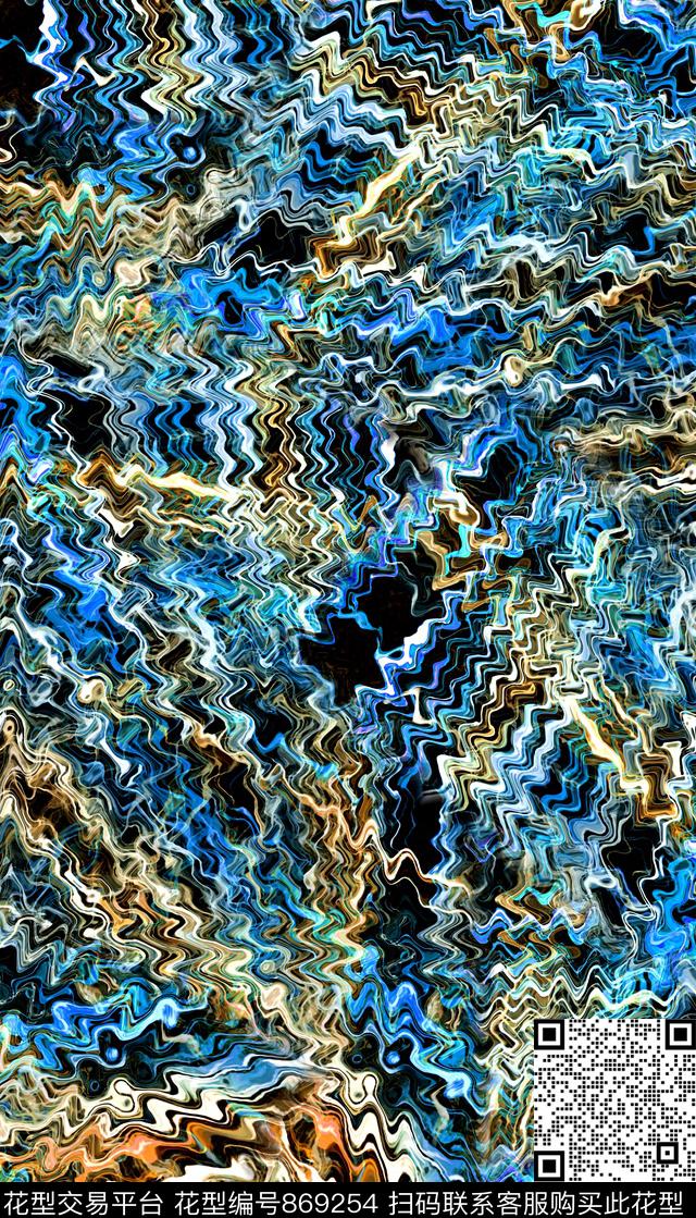 抽象几何波纹数码印花华亿平台下载（图片编号: 869254） - 瓦栏（Walan）