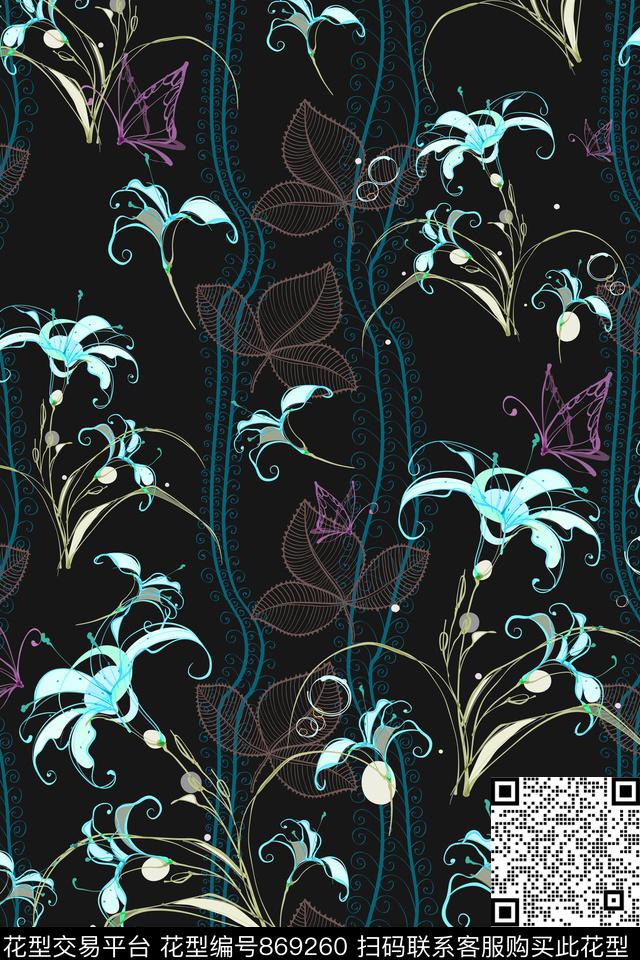 乱花花朵花卉数码印花华亿平台下载（图片编号: 869260） - 瓦栏（Walan）