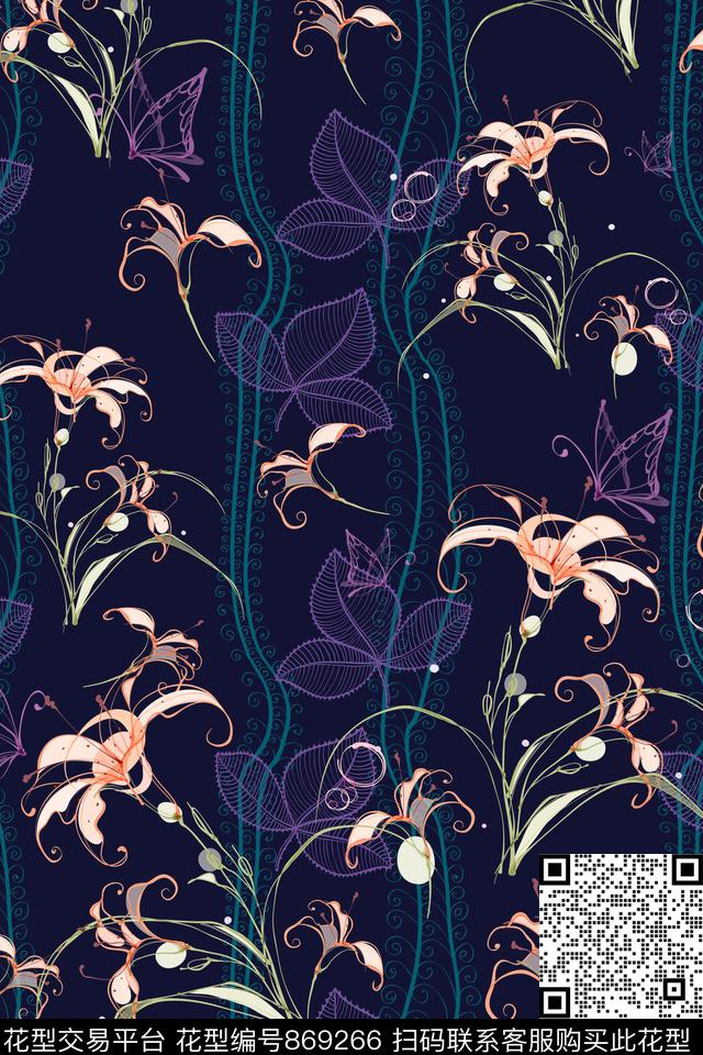 乱花花朵花卉数码印花华亿平台下载（图片编号: 869266） - 瓦栏（Walan）