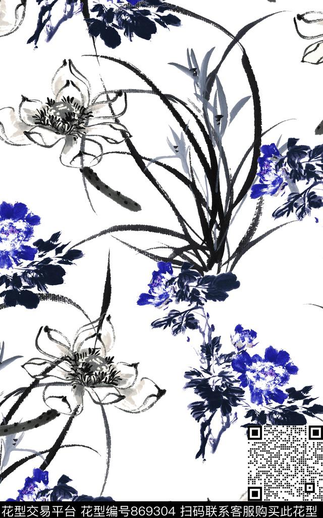 花卉乱花大花数码印花华亿平台下载（图片编号: 869304） - 瓦栏（Walan）