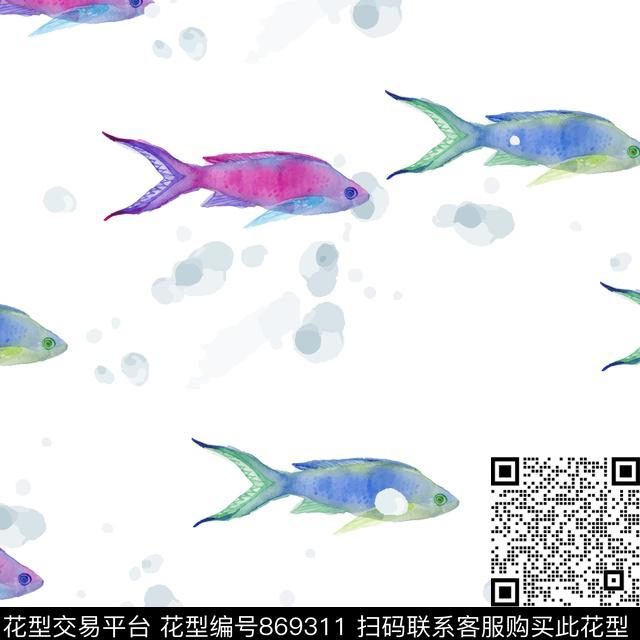 热带鱼夏天解构数码印花华亿平台下载（图片编号: 869311） - 瓦栏（Walan）