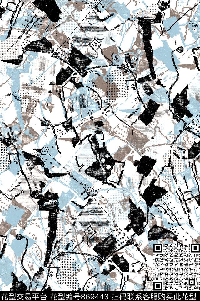 抽象纹理几何拼块传统印花华亿平台下载（图片编号: 869443） - 瓦栏（Walan）