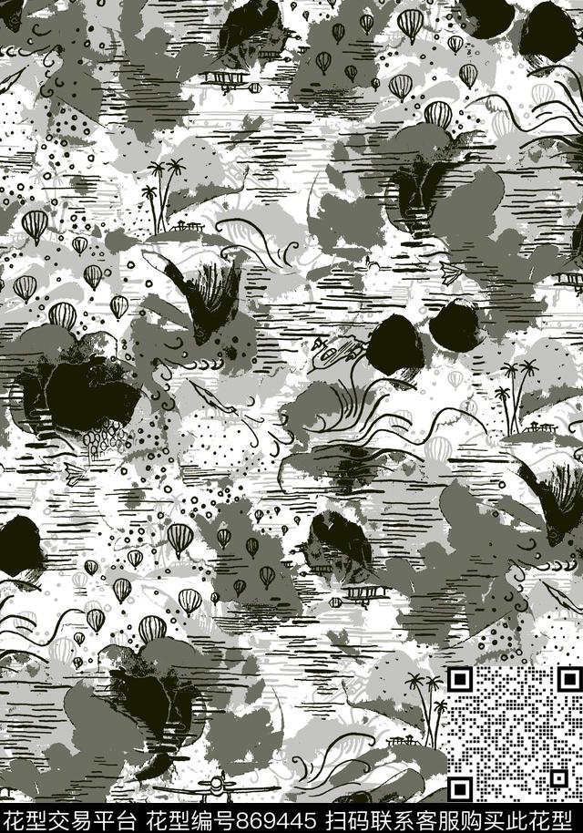 休闲男装抽象纹理几何肌理传统印花华亿平台下载（图片编号: 869445） - 瓦栏（Walan）