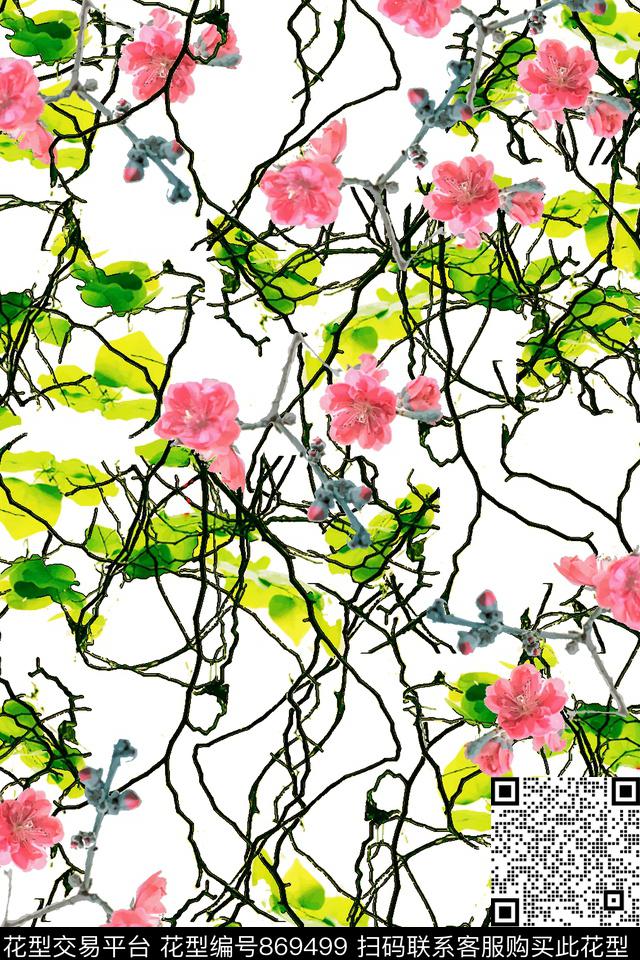 花卉休闲景色数码印花华亿平台下载（图片编号: 869499） - 瓦栏（Walan）