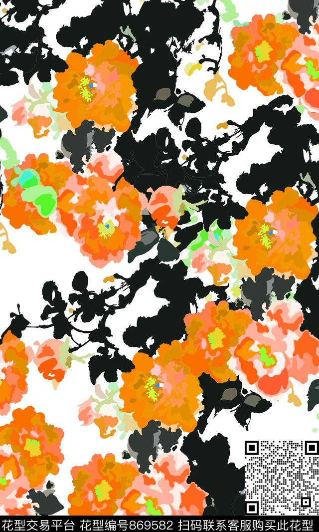花朵花卉水彩效果花卉传统印花华亿平台下载（图片编号: 869582） - 瓦栏（Walan）