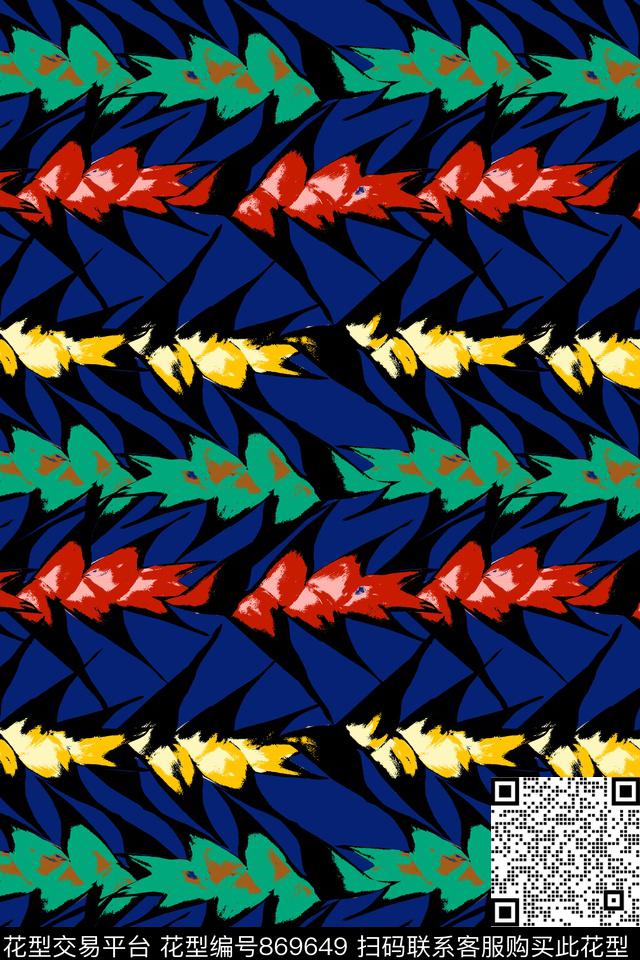 色块拼接热带植物褶皱条纹传统印花华亿平台下载（图片编号: 869649） - 瓦栏（Walan）