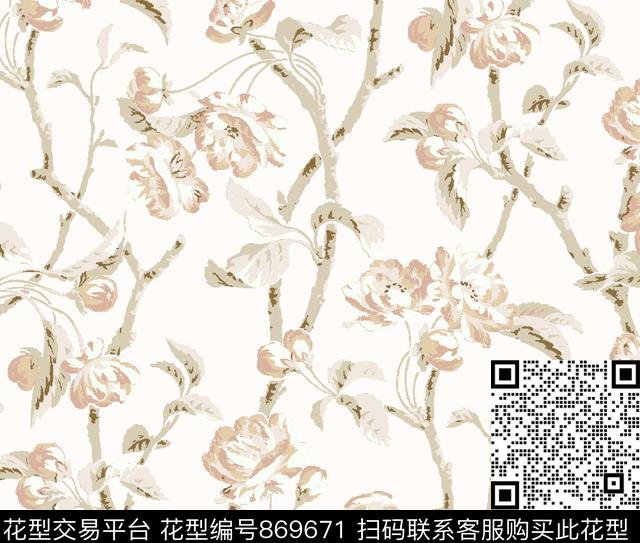 小碎花花朵花卉传统印花华亿平台下载（图片编号: 869671） - 瓦栏（Walan）