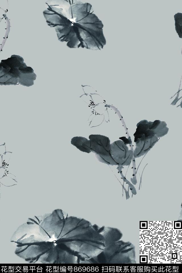 女装花卉荷花数码印花华亿平台下载（图片编号: 869686） - 瓦栏（Walan）