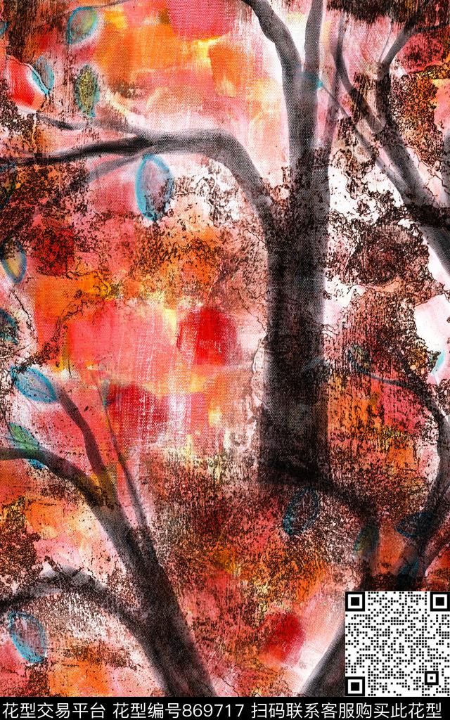 水彩手绘斑驳水彩数码印花华亿平台下载（图片编号: 869717） - 瓦栏（Walan）