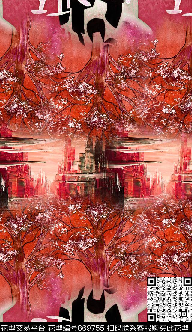 手绘斑驳水彩水彩数码印花华亿平台下载（图片编号: 869755） - 瓦栏（Walan）