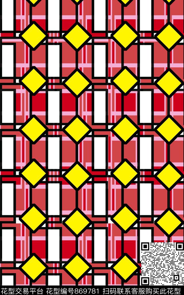 几何图案几何线条方块传统印花华亿平台下载（图片编号: 869781） - 瓦栏（Walan）