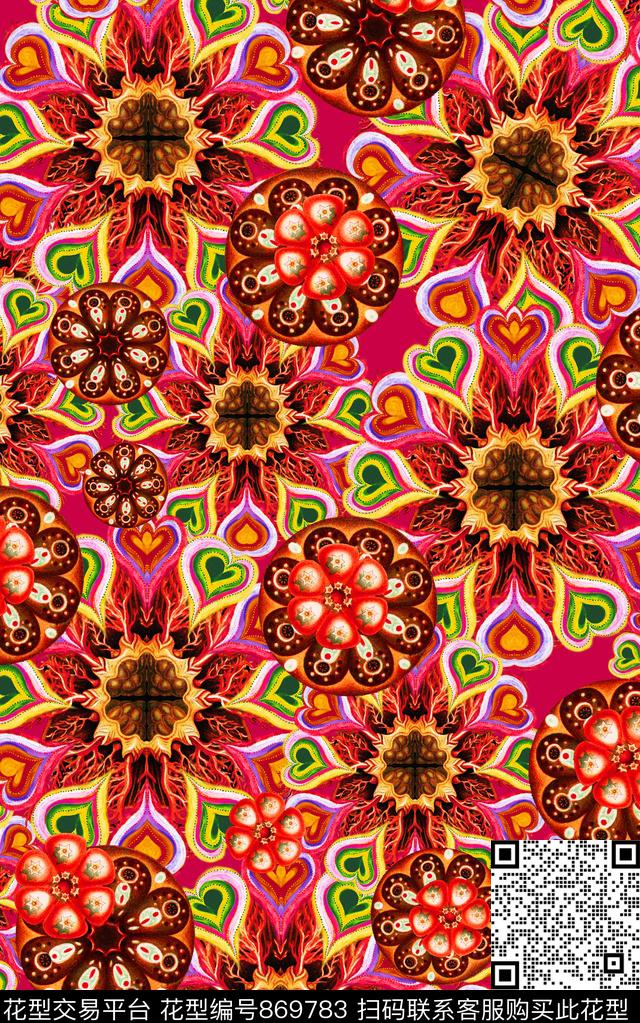 欧式波西米亚民族风数码印花华亿平台下载（图片编号: 869783） - 瓦栏（Walan）