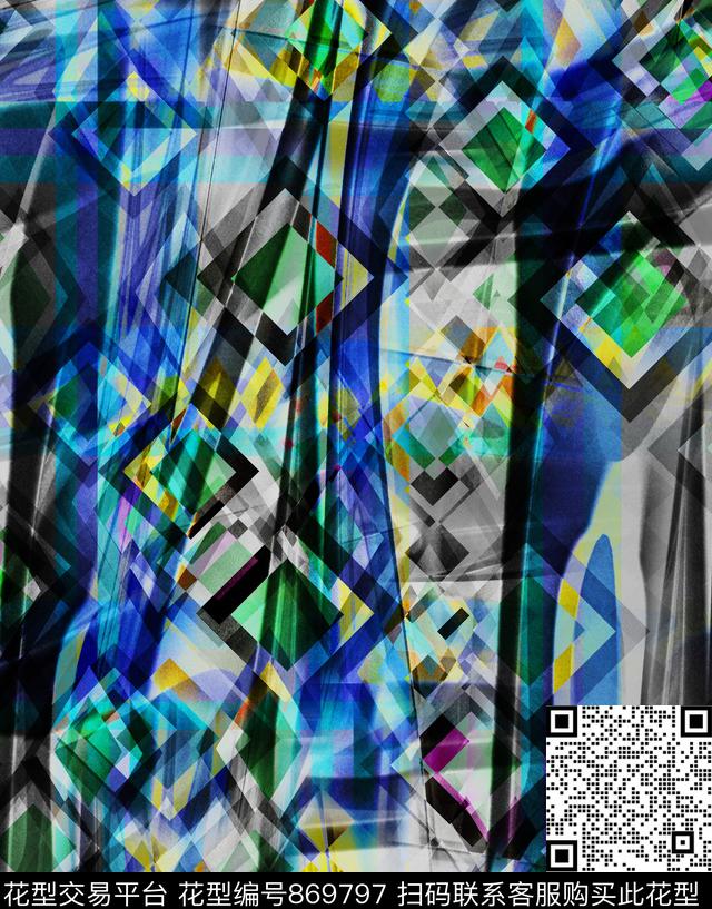 艺术彩色抽象艺术迷彩数码印花华亿平台下载（图片编号: 869797） - 瓦栏（Walan）
