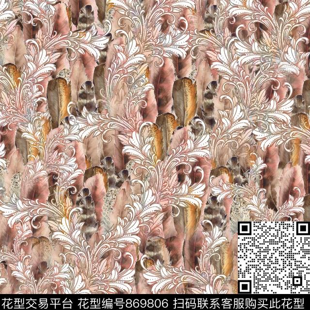 抽象艺术艺术彩色花卉数码印花华亿平台下载（图片编号: 869806） - 瓦栏（Walan）