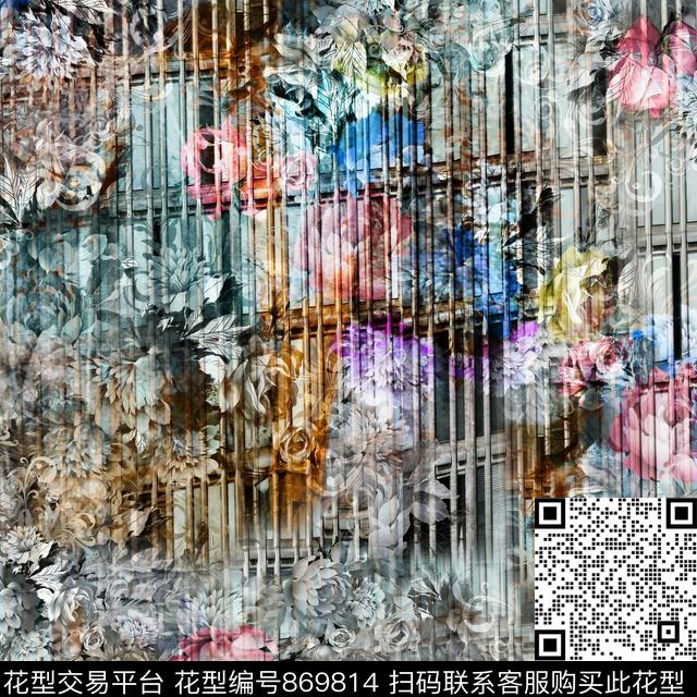 艺术彩色抽象艺术迷彩数码印花华亿平台下载（图片编号: 869814） - 瓦栏（Walan）