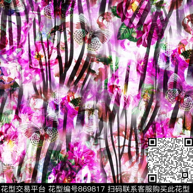 艺术彩色抽象艺术迷彩数码印花华亿平台下载（图片编号: 869817） - 瓦栏（Walan）