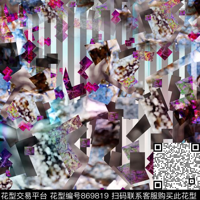 艺术彩色抽象艺术色块数码印花华亿平台下载（图片编号: 869819） - 瓦栏（Walan）