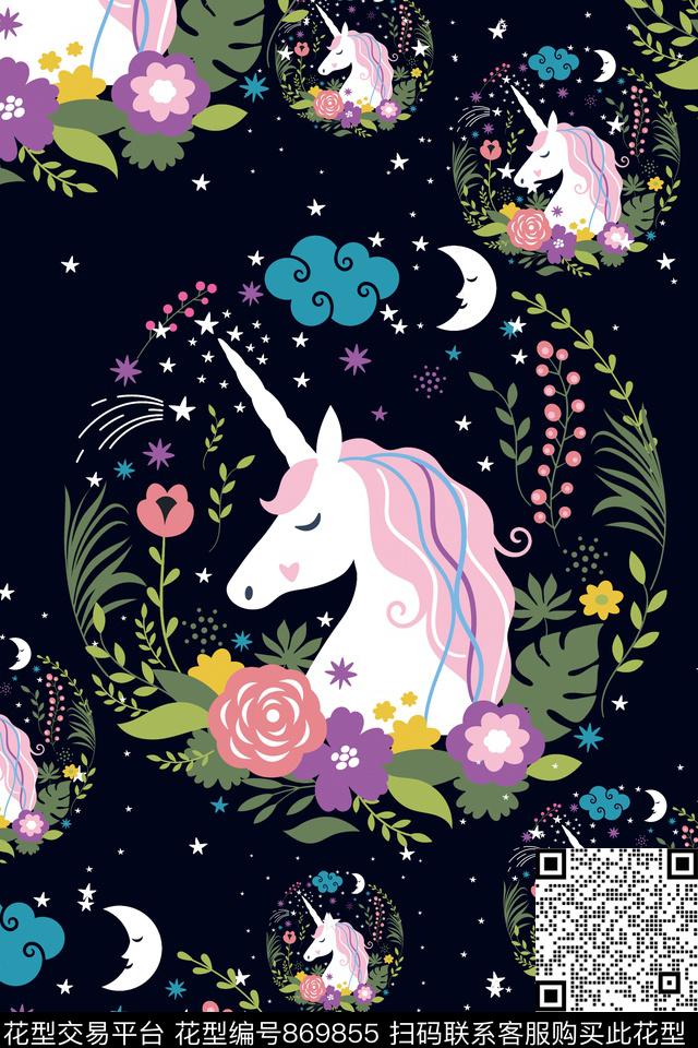 花卉马动物数码印花华亿平台下载（图片编号: 869855） - 瓦栏（Walan）