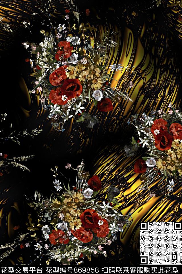 花卉虞美人抽象数码印花华亿平台下载（图片编号: 869858） - 瓦栏（Walan）