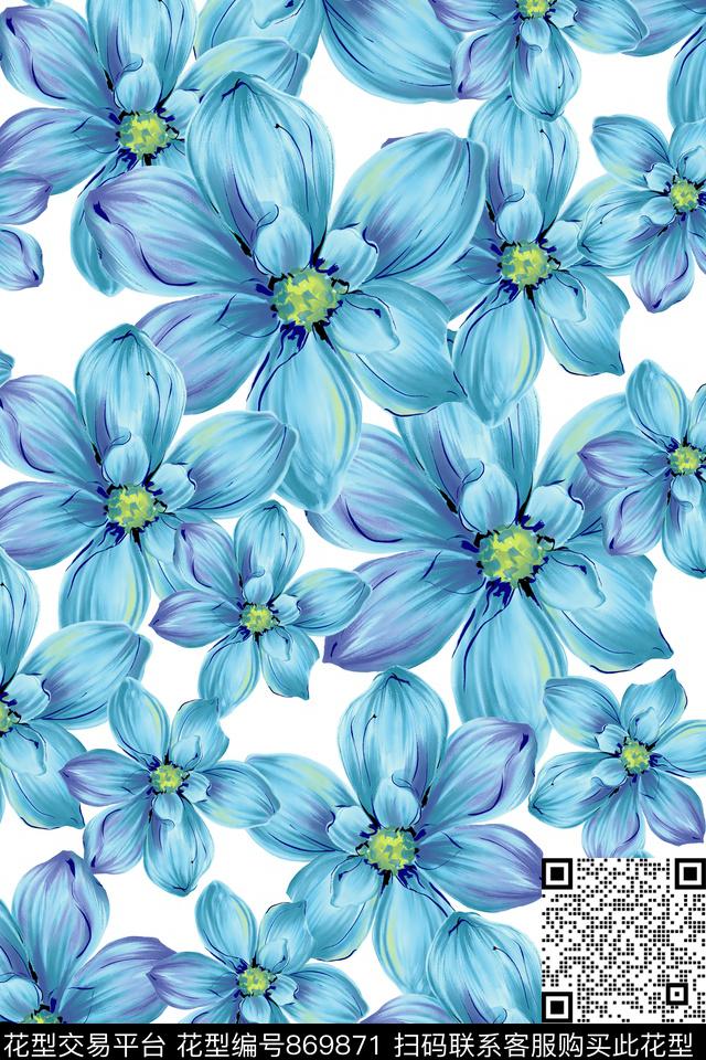 花卉清爽简单数码印花华亿平台下载（图片编号: 869871） - 瓦栏（Walan）