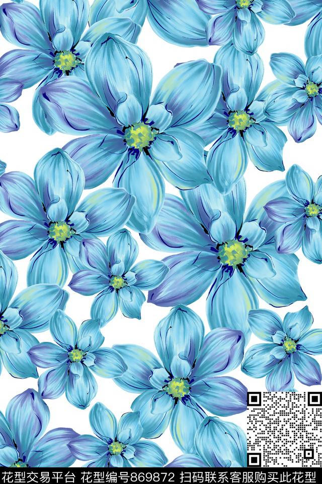 花卉清爽简单数码印花华亿平台下载（图片编号: 869872） - 瓦栏（Walan）