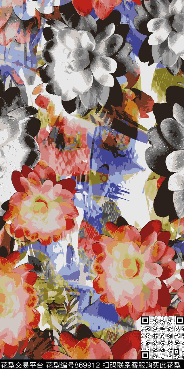 植物花朵花卉数码印花华亿平台下载（图片编号: 869912） - 瓦栏（Walan）