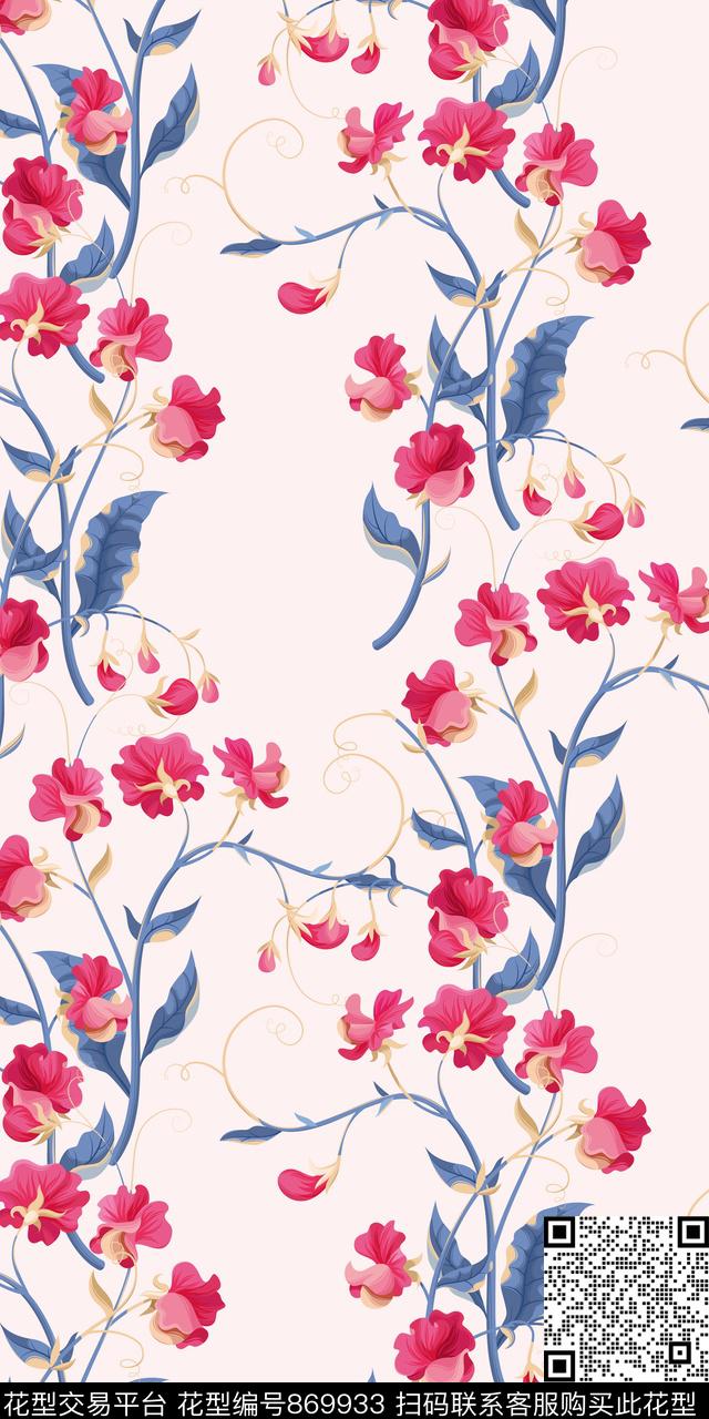 小碎花花朵花卉数码印花华亿平台下载（图片编号: 869933） - 瓦栏（Walan）