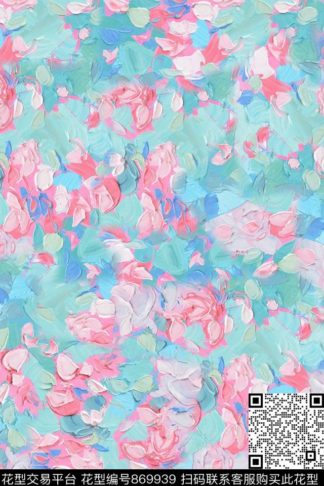 肌理颜料笔触数码印花华亿平台下载（图片编号: 869939） - 瓦栏（Walan）