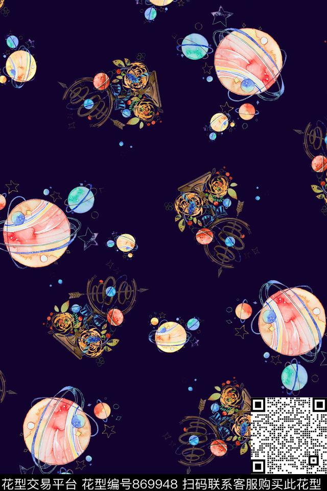 浪漫可爱童装星球数码印花华亿平台下载（图片编号: 869948） - 瓦栏（Walan）