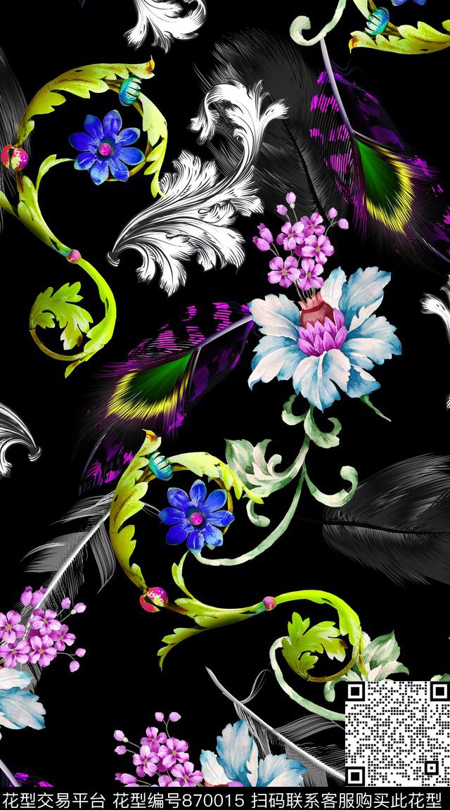 创意服装面料创意图案设计衬衫数码印花华亿平台下载（图片编号: 870015） - 瓦栏（Walan）