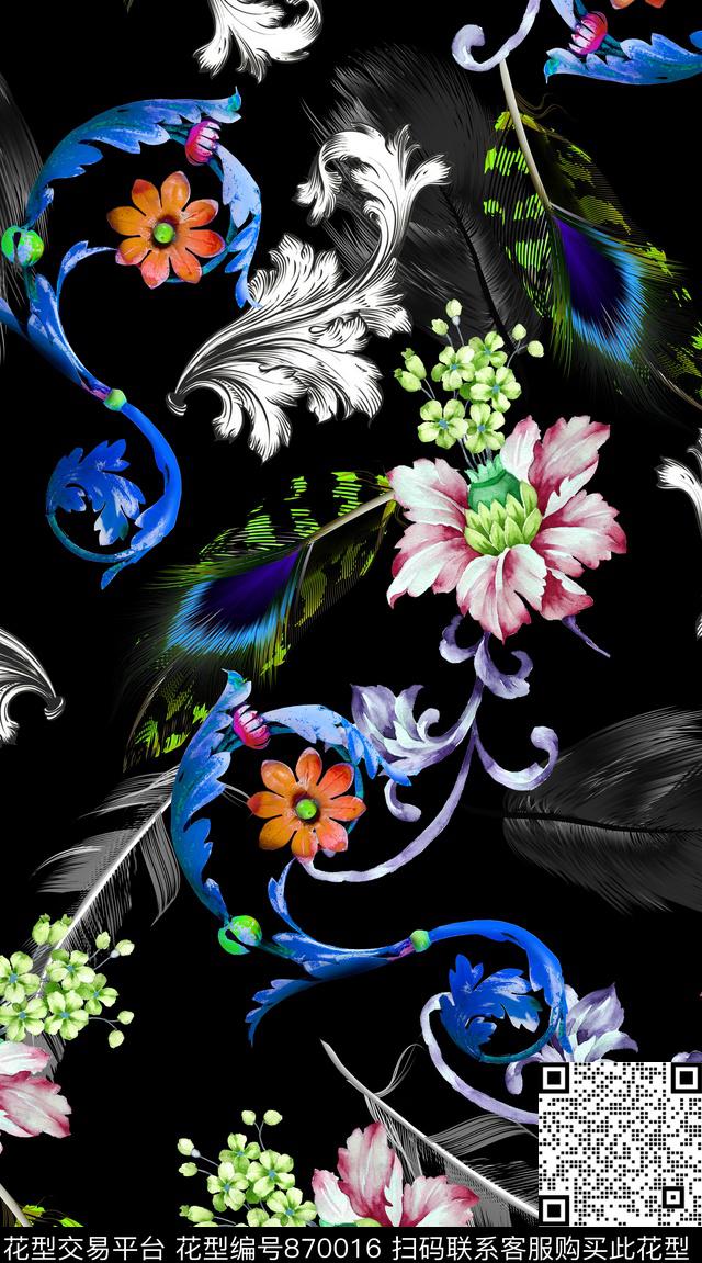 创意服装面料创意图案设计衬衫数码印花华亿平台下载（图片编号: 870016） - 瓦栏（Walan）