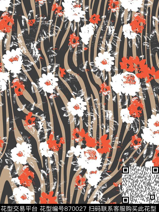 花鸟乱花花朵传统印花华亿平台下载（图片编号: 870027） - 瓦栏（Walan）