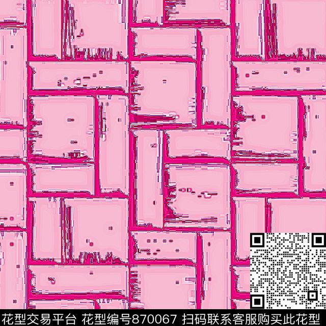 色块抽像线条数码印花华亿平台下载（图片编号: 870067） - 瓦栏（Walan）
